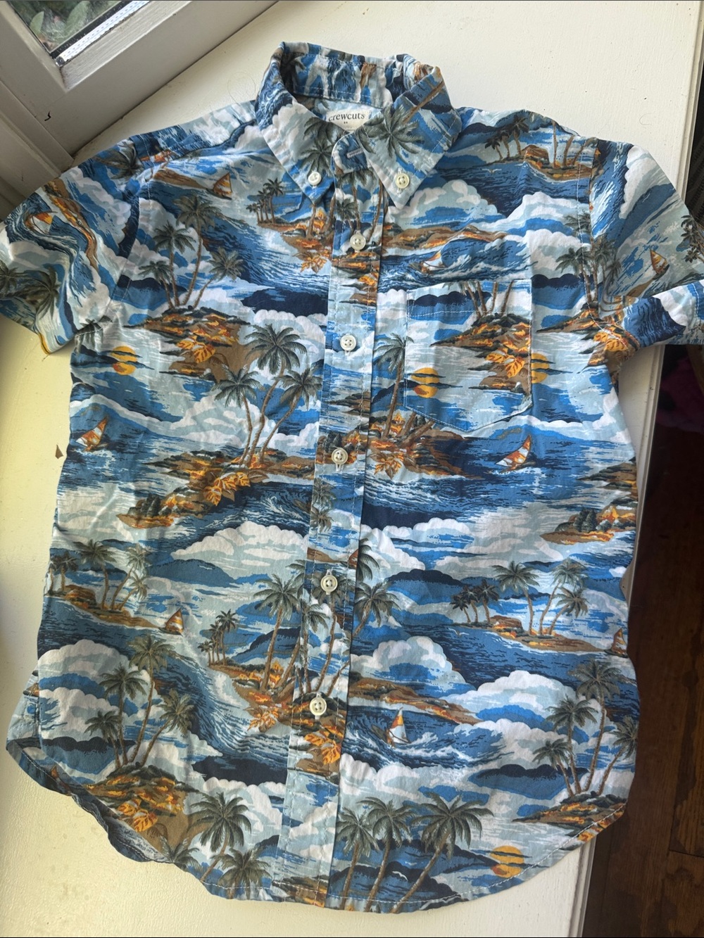 Crewcuts Blue Tropical Island Button-Down Shirt
